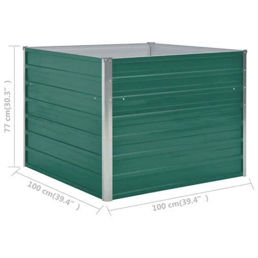NNEVL Raised Garden Bed 100x100x77 cm Galvanised Steel Green