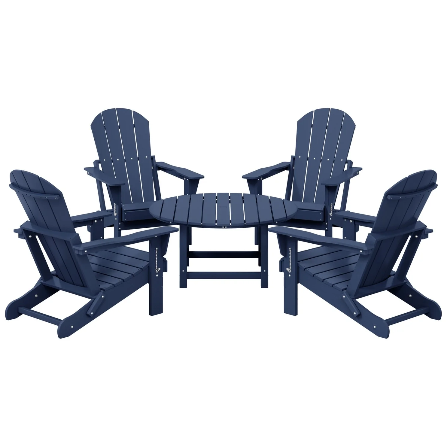 Polytrends Laguna Outdoor 5-Piece Adirondack Chair With Round Coffee Table Conversation Set