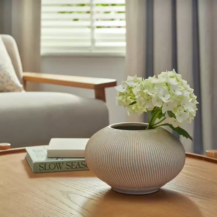 Habitat Small Ribbed Ceramic Vase - Natural