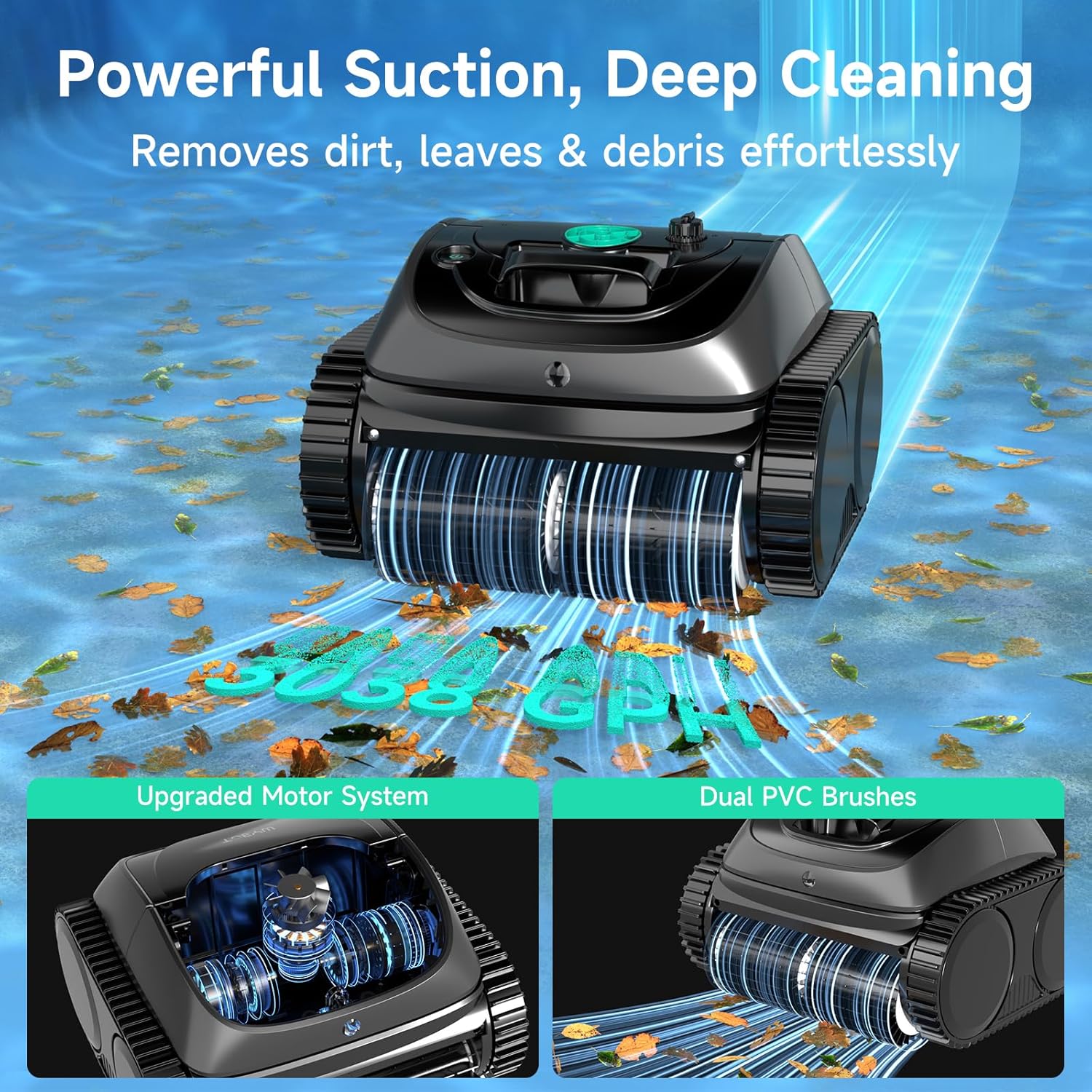 (2026 Upgrade) WYBOT C1 Cordless Robotic Pool Vacuum for Inground Pools  Above Ground Pool Cleaner 4-in-1 Wall & Waterline Cleaning Up to 1 614sq.ft  150mins Smart Navigation  App Support