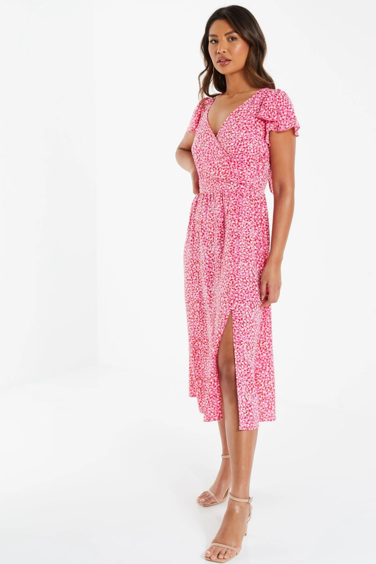 Quiz Pink Animal Print Midi Dress