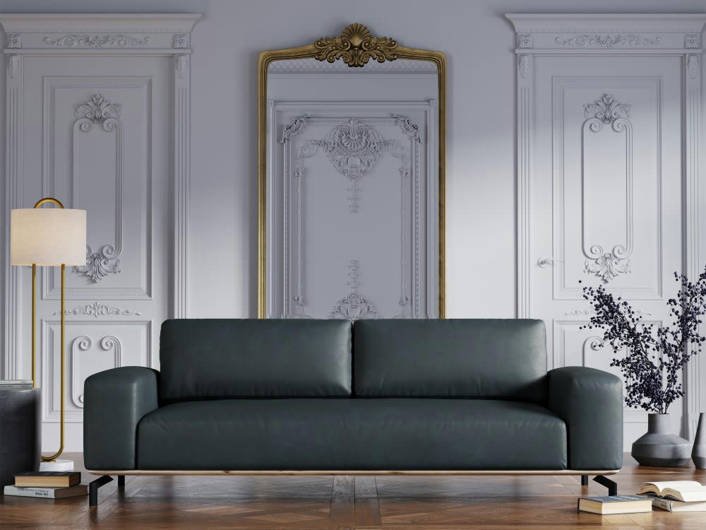 MARC - Canapé 3 places en cuir bleu