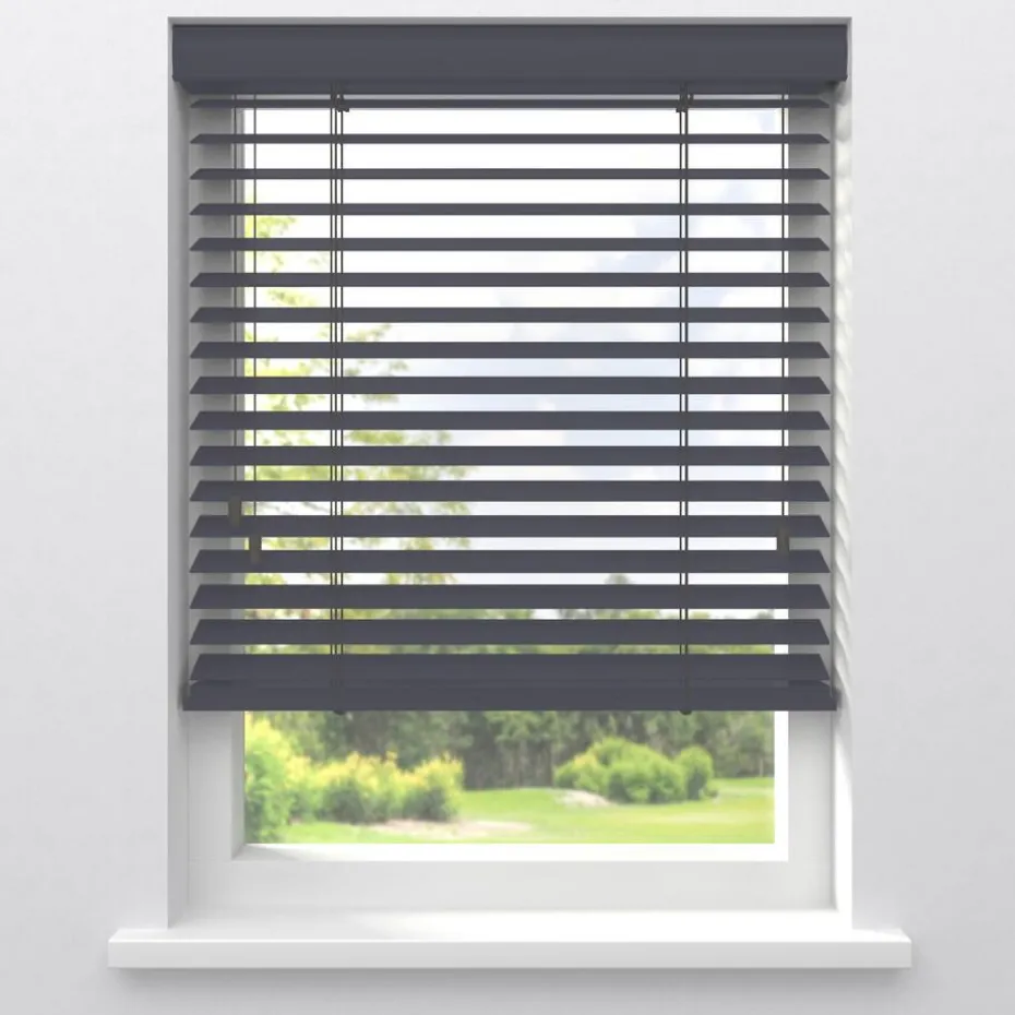 Kwantum Aluminium Jaloezieën | Houten Jaloezieën | Fenstr Houten Jaloezie Wout  50mm Grijs