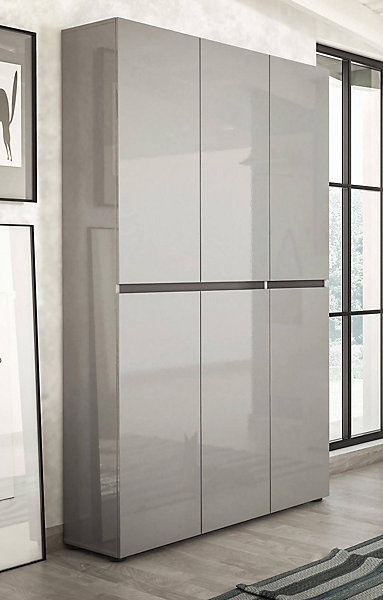 Meuble à chaussures Ddomingue, Meuble à chaussures, Armoire d'entrée polyvalente, Rangement pour chaussures, 122x34h200 cm, Gris