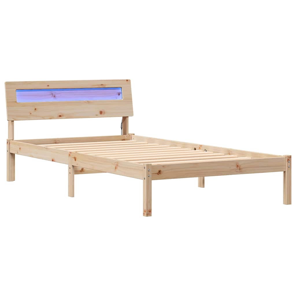 Łóżko Drewniane Brązowe Rama Łóżka Ze Stelażem Sypialnia Pokój 80 x 200 cm