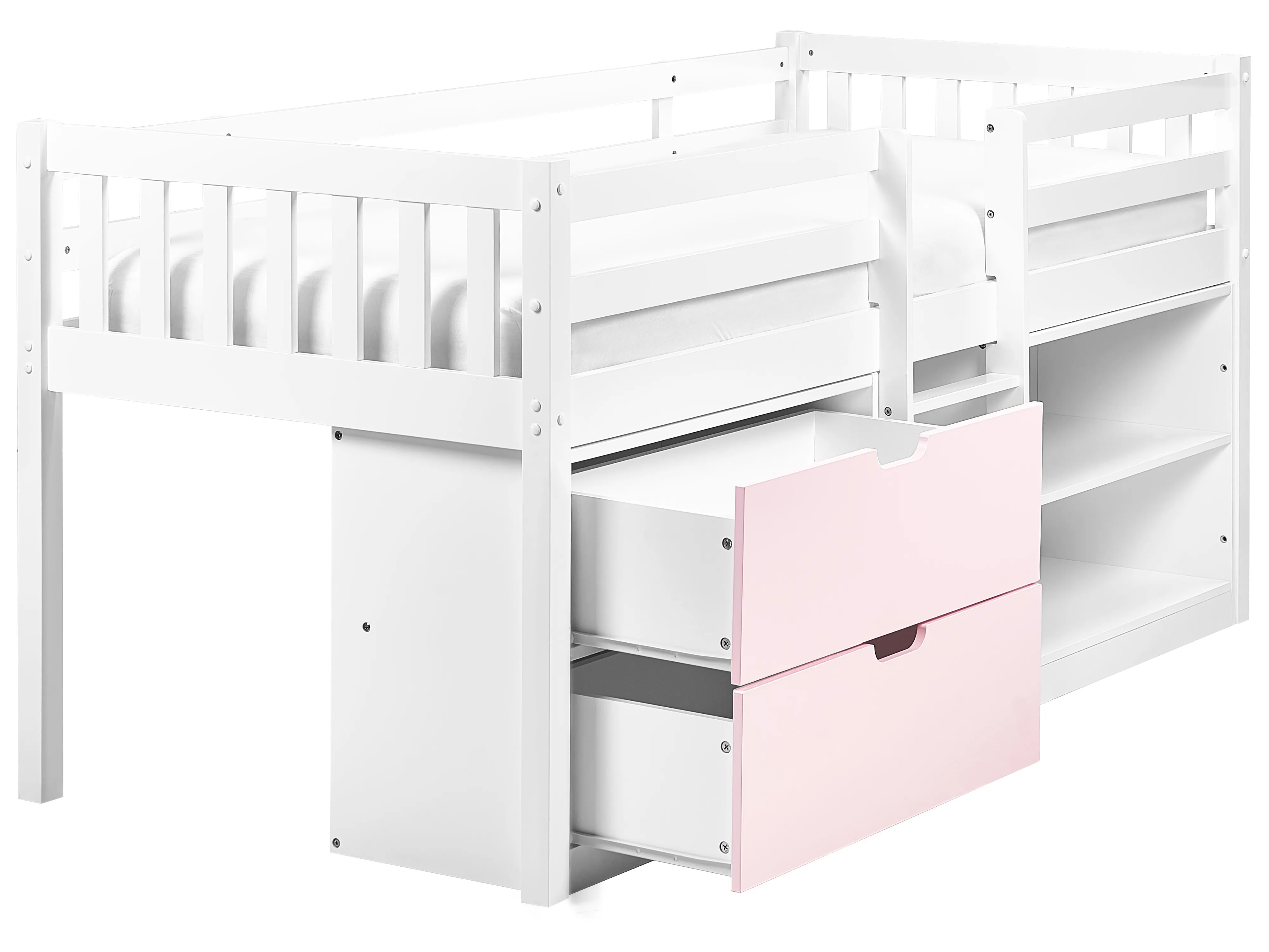 Mid Sleeper Bed Wood SUSVILLE 90 x 200 cm (EU Single) Pink