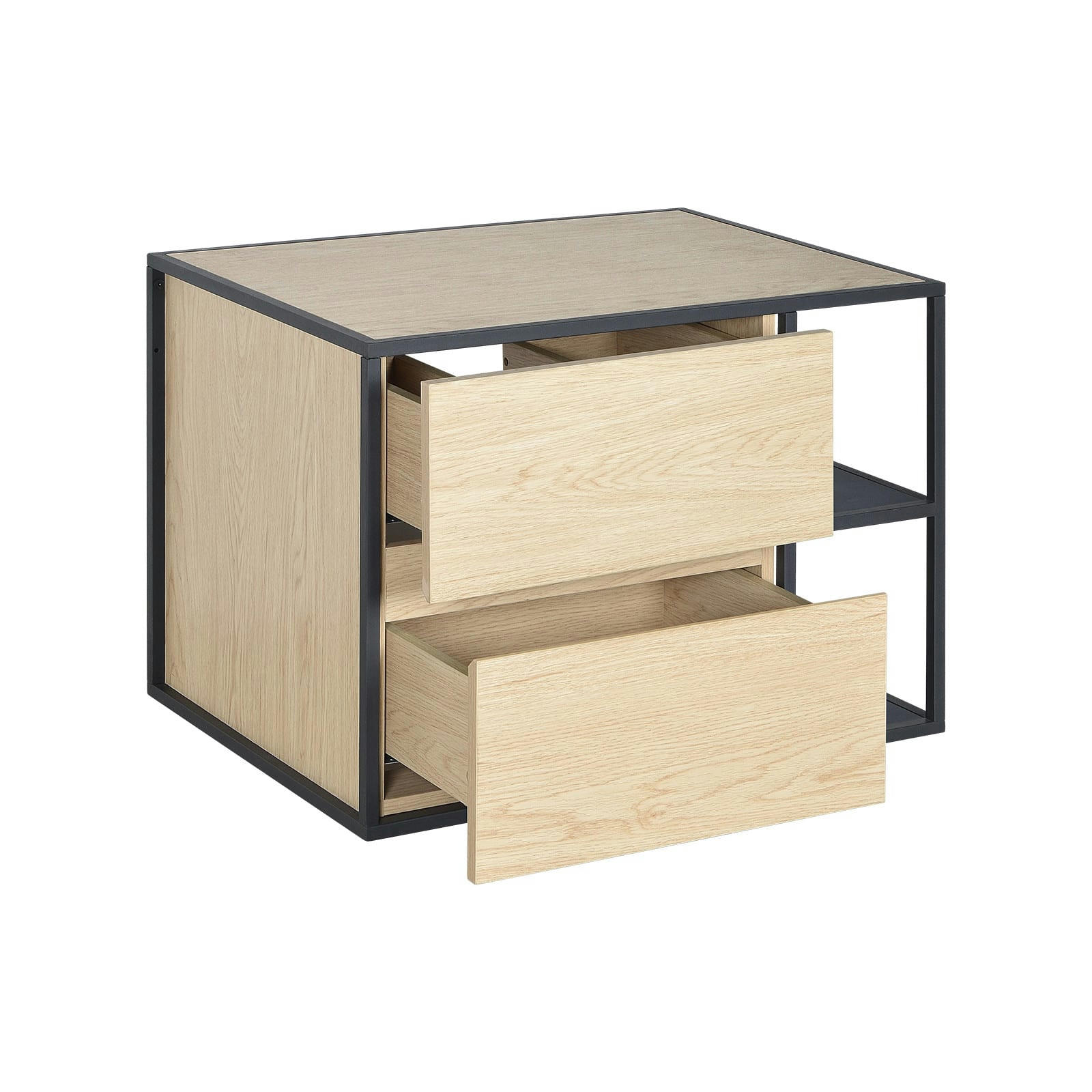 EDISSON - Meuble simple vasque décor chêne et métal 70cm