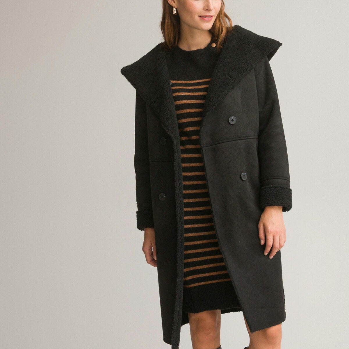 Manteau mi-long, fermeture boutonnée, plein hiver