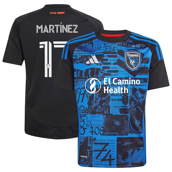 Josef Martinez San Jose Earthquakes adidas Youth 2025 Headliner Replica Player Jersey - Black