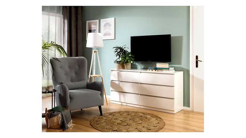 Komoda Tetrix 150 cm z 6 szufladami biały połysk