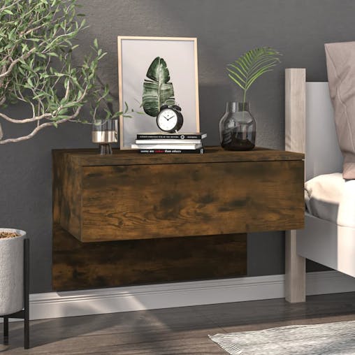 NNEVL Wall-mounted Bedside Cabinets 2 pcs Smoked Oak