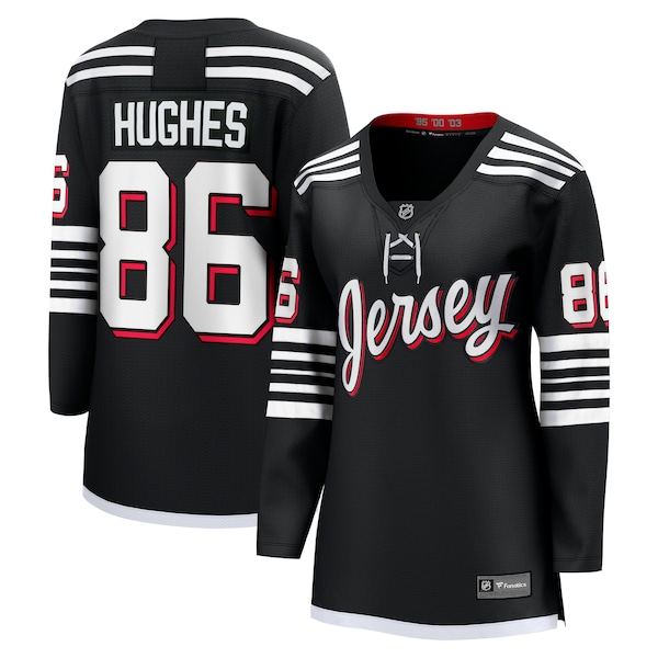 Jack Hughes New Jersey Devils  Women's Alternate Premier Breakaway Player Jersey - Black