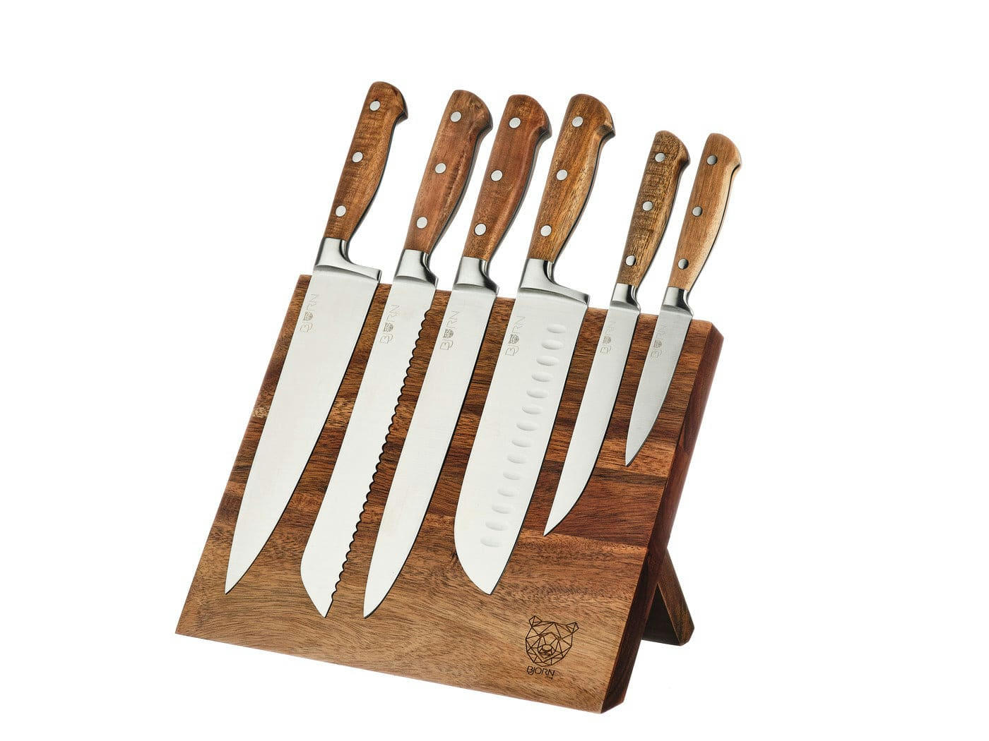 NUDE - Lot de 7 couteaux en inox marron