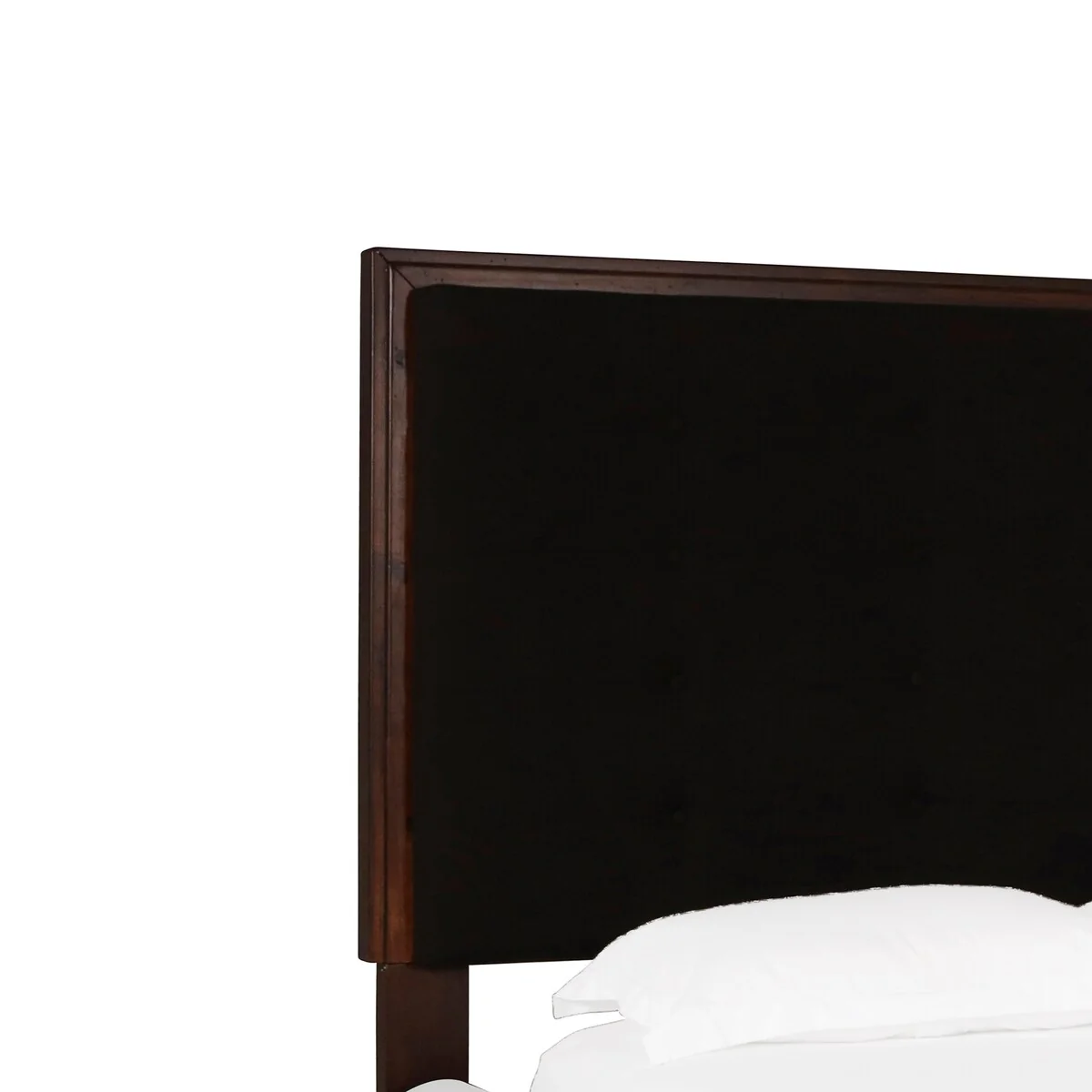 Wooden Padded Headboard with Button Tufting, Brown