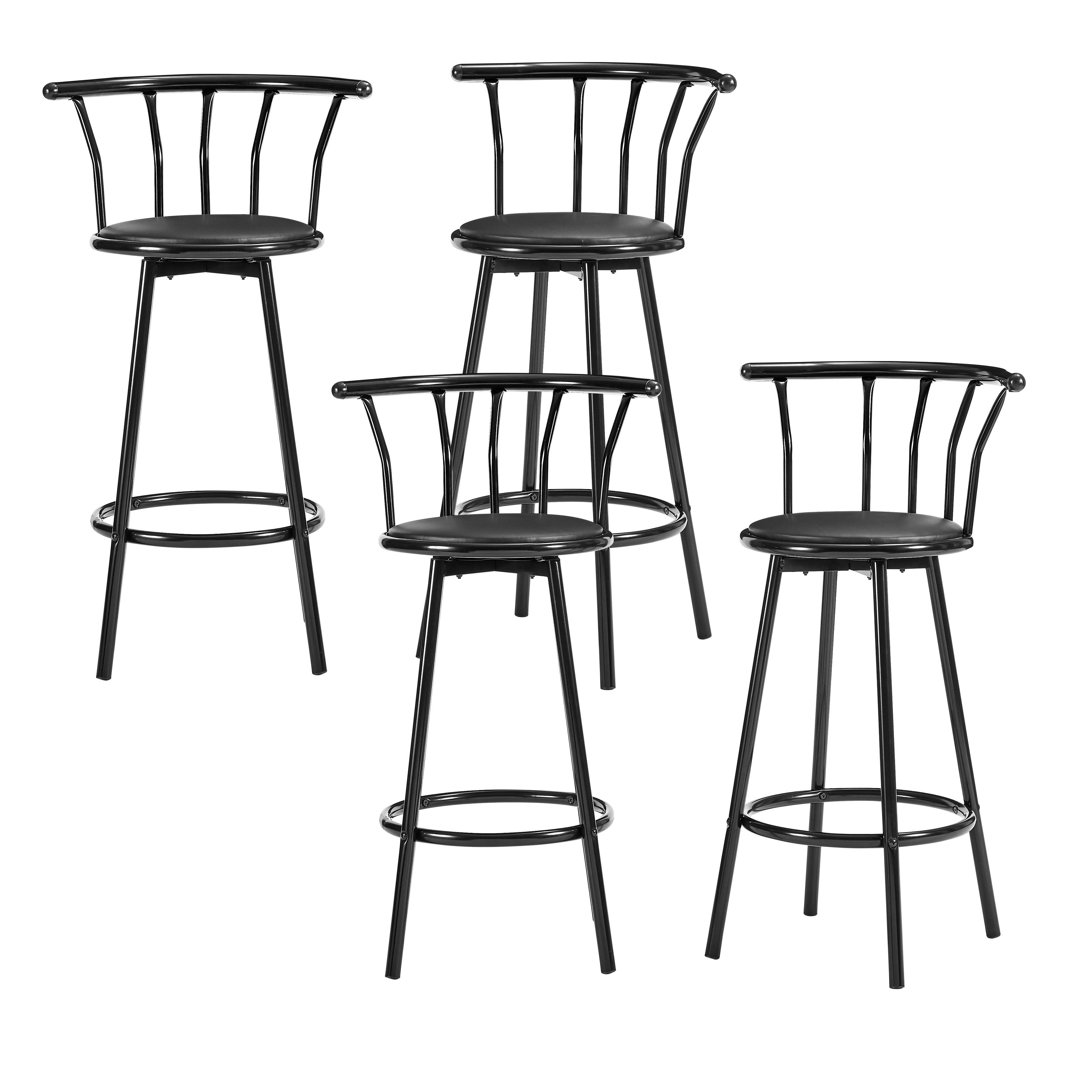 BISTROT - Lot de 4 tabourets en  noir piètement noir