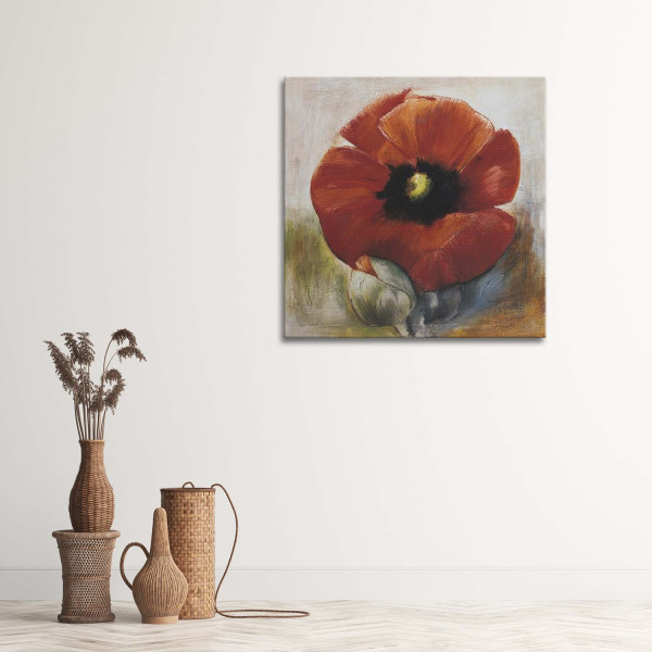 Feeby Obraz Jak ręcznie malowany mak i pąk 30x30