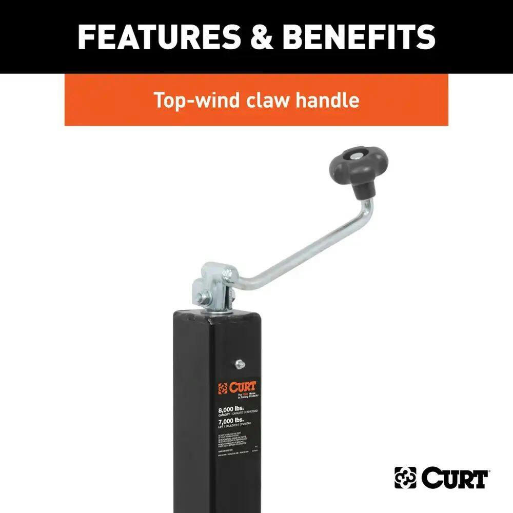 CURT 28570 Direct-Weld Square Jack with Top Handle (8,000-lb, 15-1/4-in Travel)