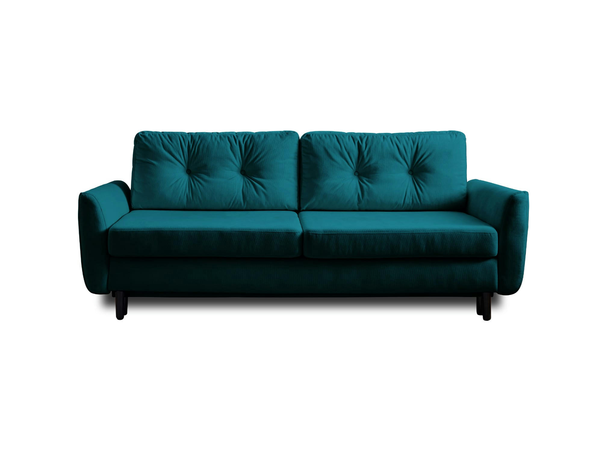 NILS - Canapé droit convertible 3 places en velours bleu canard