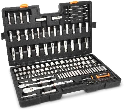GEARWRENCH 185 Piece Mechanics Hand Tool Set - 1/4, 3/8”, & 1/2 Drive | 90 Tooth | SAE & Metric | GW90MCBMTS