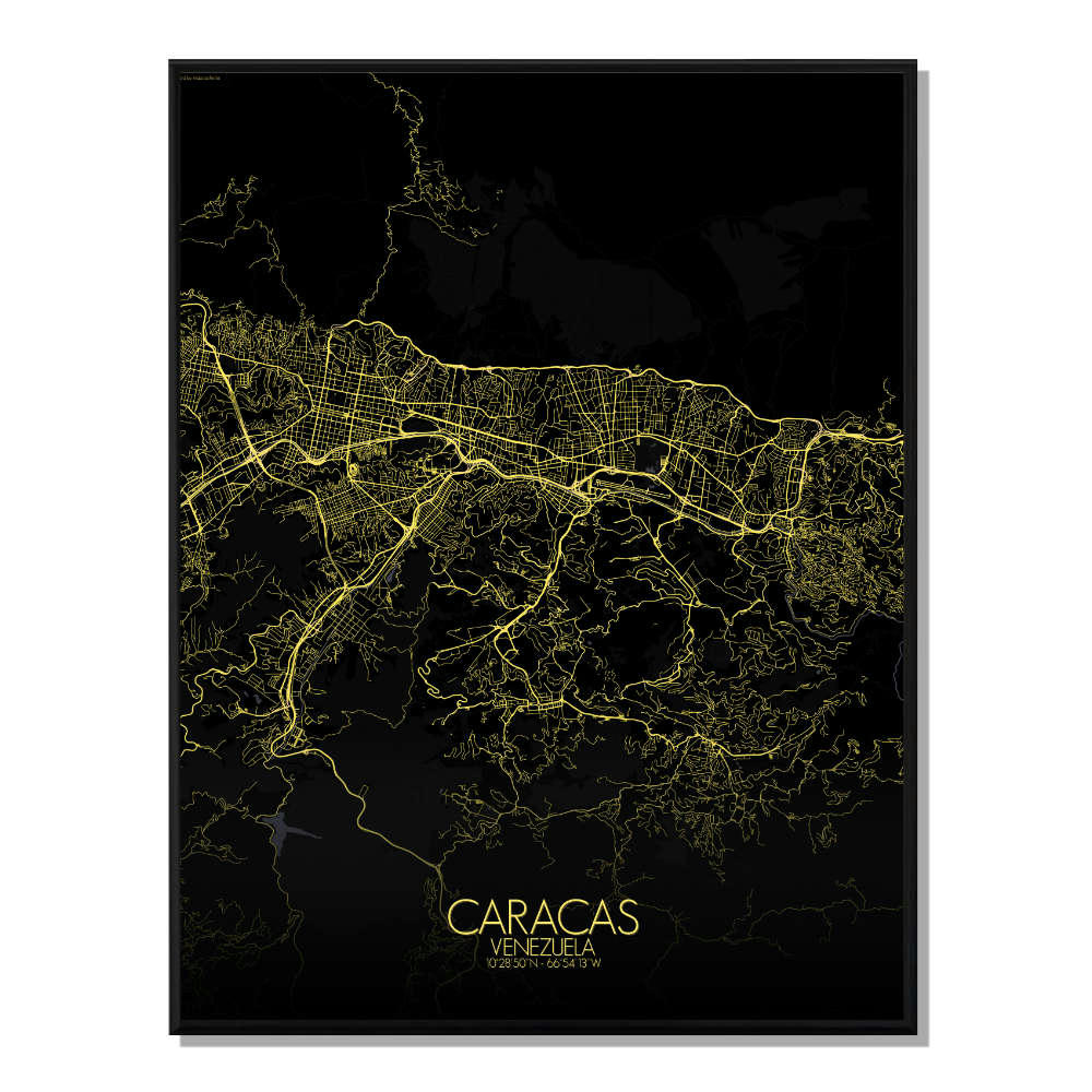 - Affiche Caracas Carte Nuit 40x50