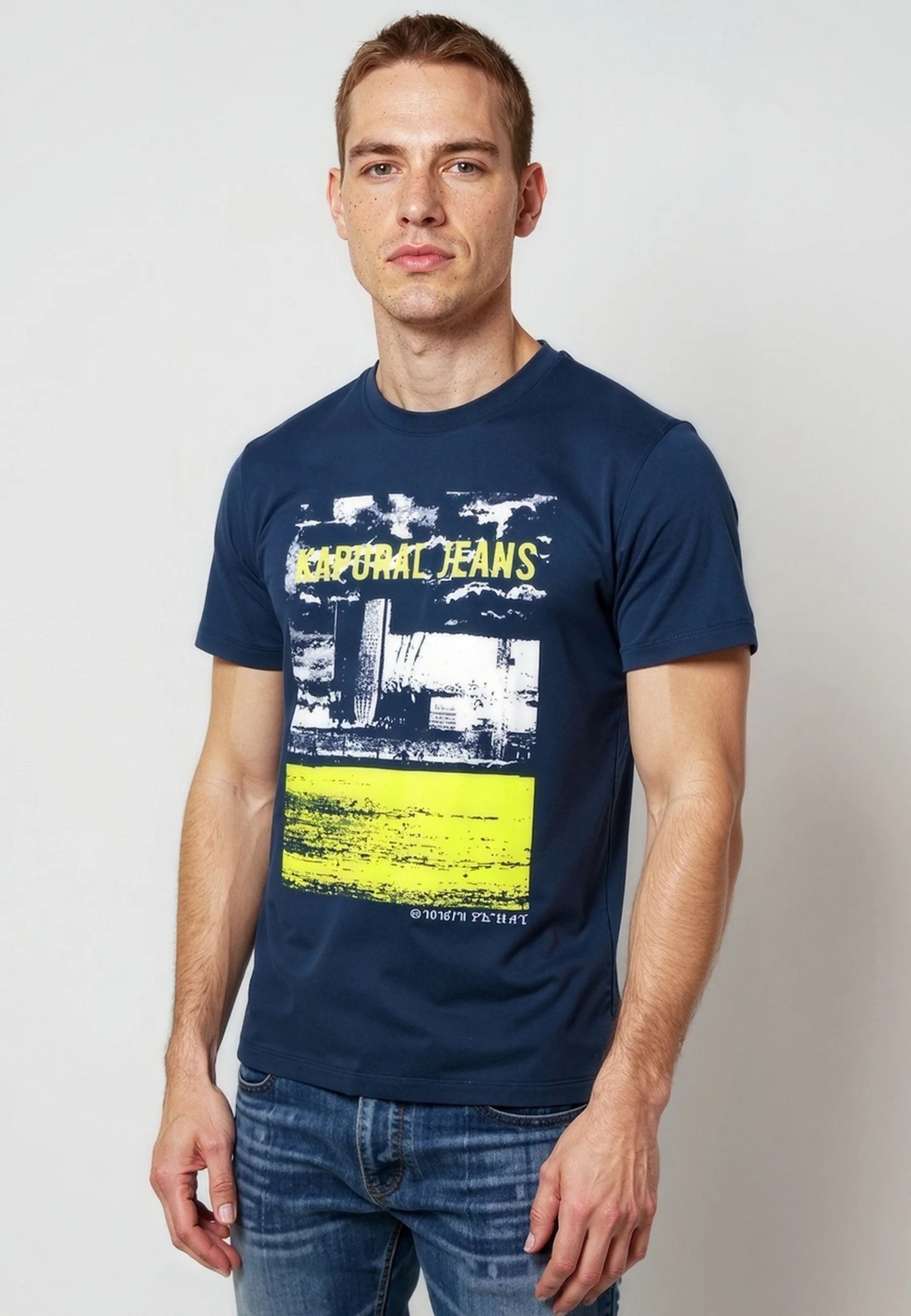 T-shirt manches courtes regular bleu marine coton DOCK