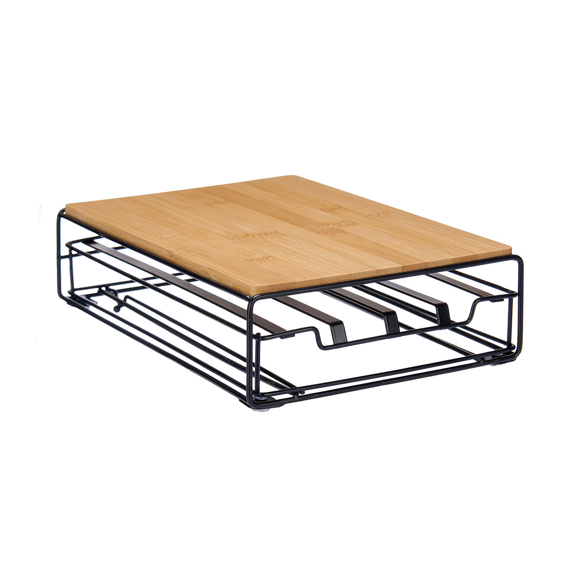 Suporte para 32 cápsulas em metal e bambu