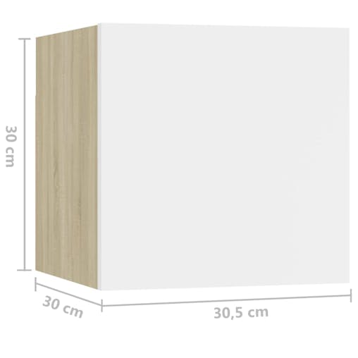 NNEVL Bedside Cabinet White and Sonoma Oak 30.5x30x30 cm Chipboard