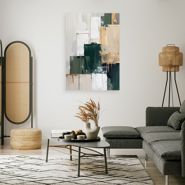 Obraz do salonu sypialni kuchni biura loftu, Zielono szara abstrakcja 20x30