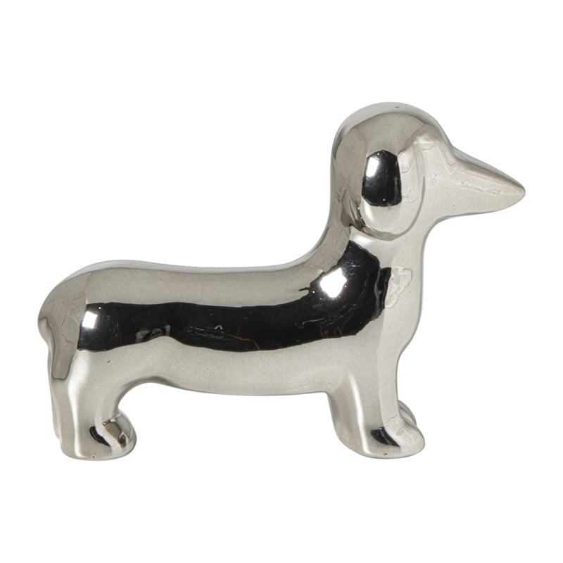 Beeldje teckel - zilver - 12.5x17.5x4.5 cm