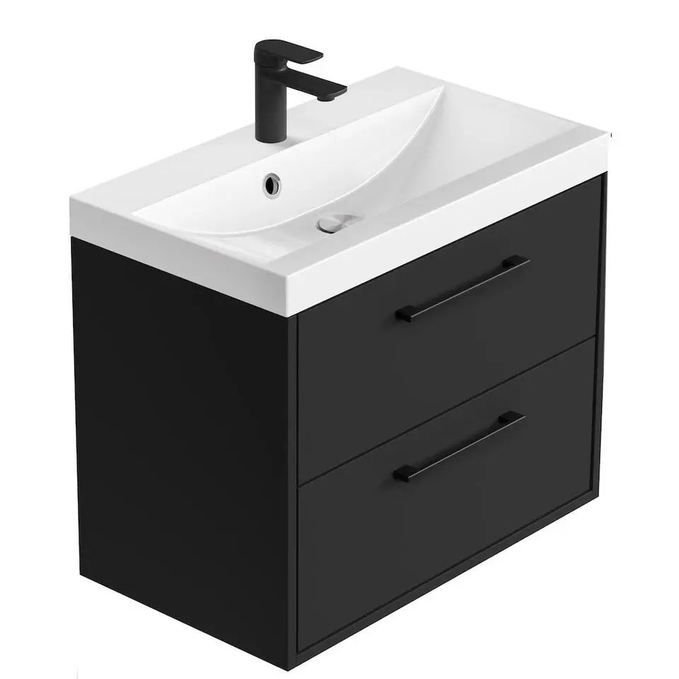 Badplaats Badkamermeubel Florence 01 60cm met wastafel - mat zwart