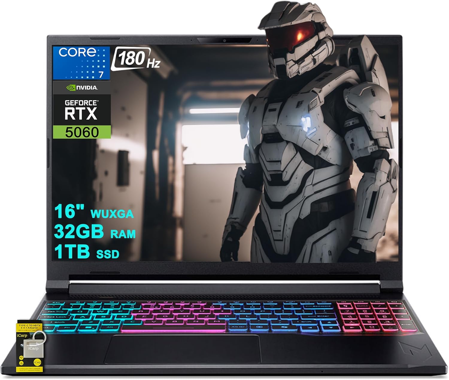 acer Nitro V 16S Gaming Laptop 16 WUXGA IPS 180Hz Intel 10-core Core 7 240H (Beats Ultra 7 268V) 32GB RAM 1TB SSD GeForce RTX 5060 DLSS4 GDDR7 (Up to 572 AI Tops) 4-Zone RGB Backlit Win11 ICP Hub