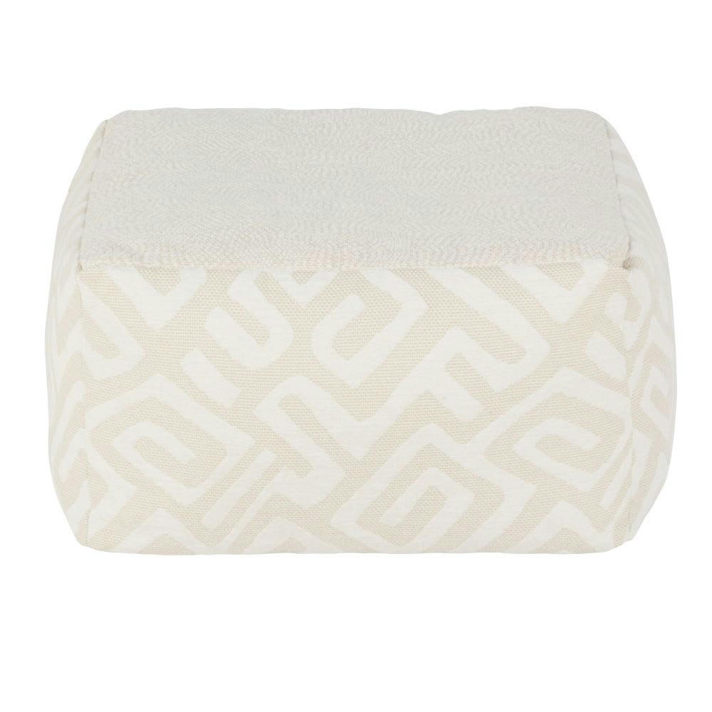 - Pouf carré en coton écru