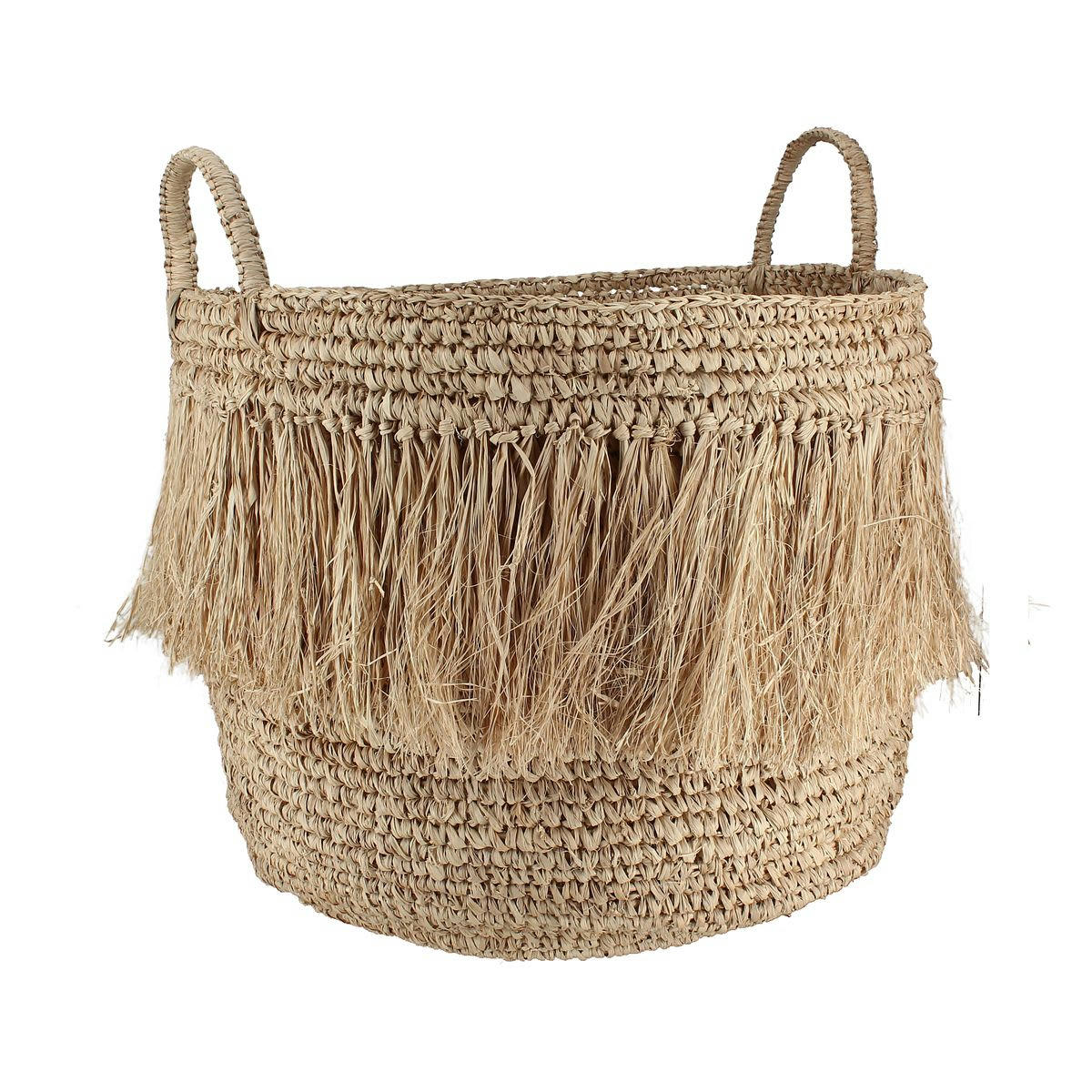 LUYS - Panier à franges en raphia naturel avec anses Ø44cm