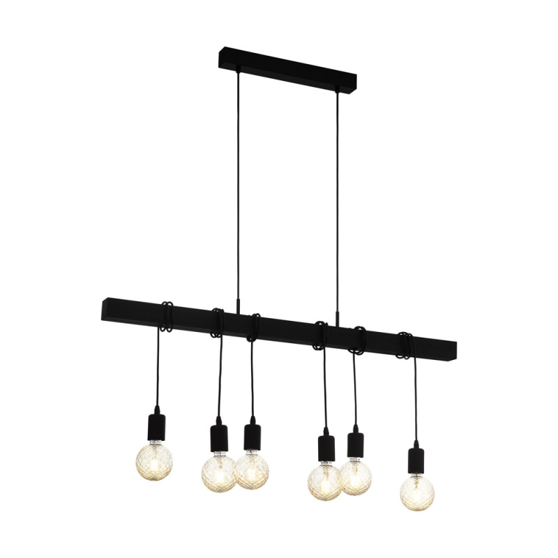 Suspension Townshend noire E27 6 x 60 W EGLO