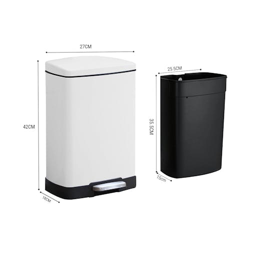 SOGA 4-Pack 12L White Stainless Steel Foot Pedal Trash Bin