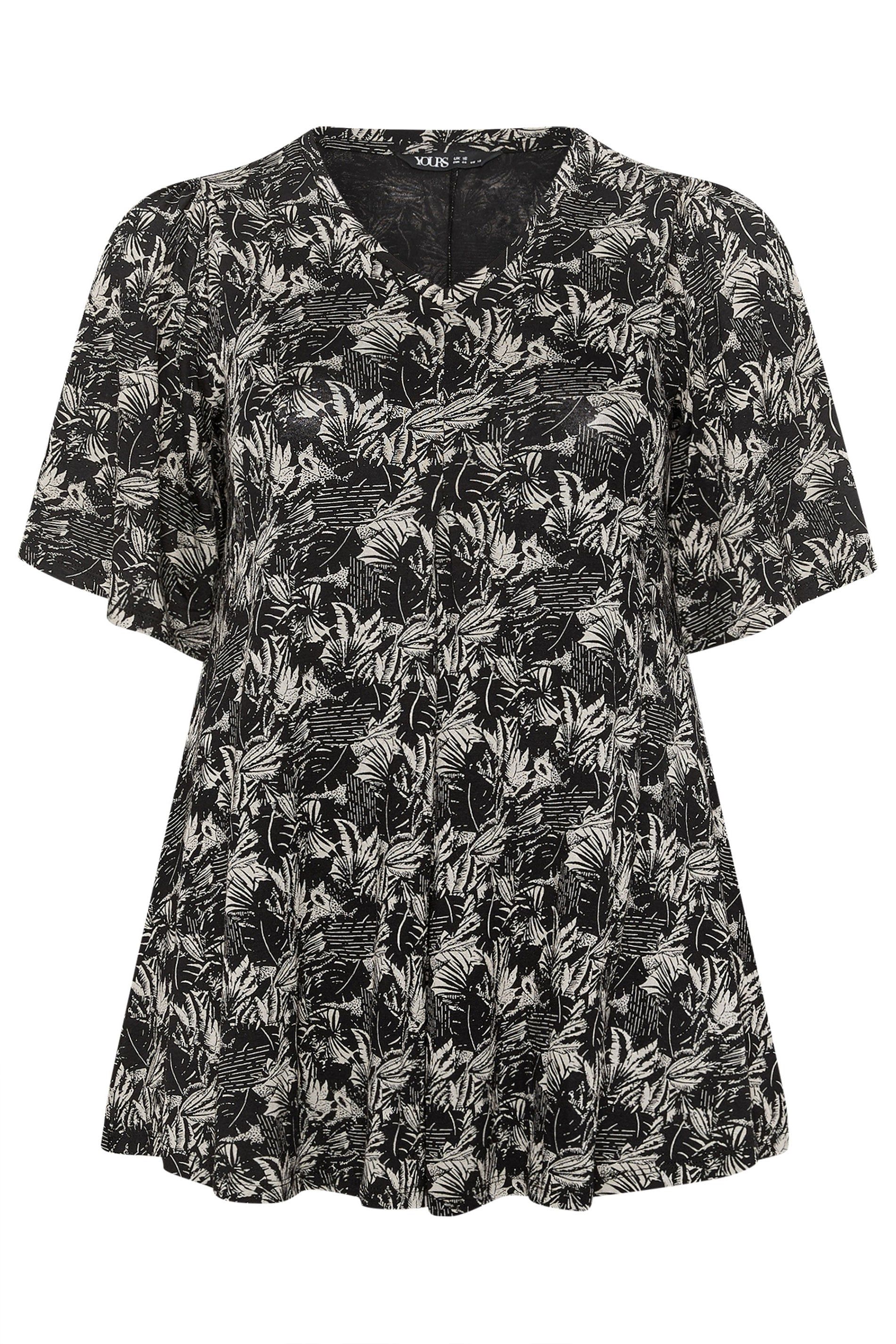 Yours Palm Leaf Pleat Front Top