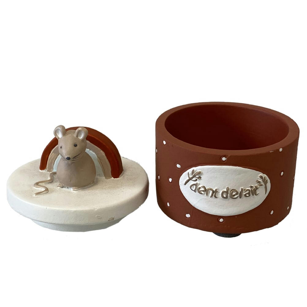 ARC EN CIEL - Boite à dents de lait arc en ciel et souris orange