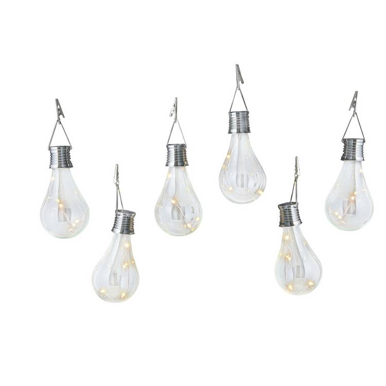Garden by Sainsbury's Set of 6 Solar Lightbulb Lanterns