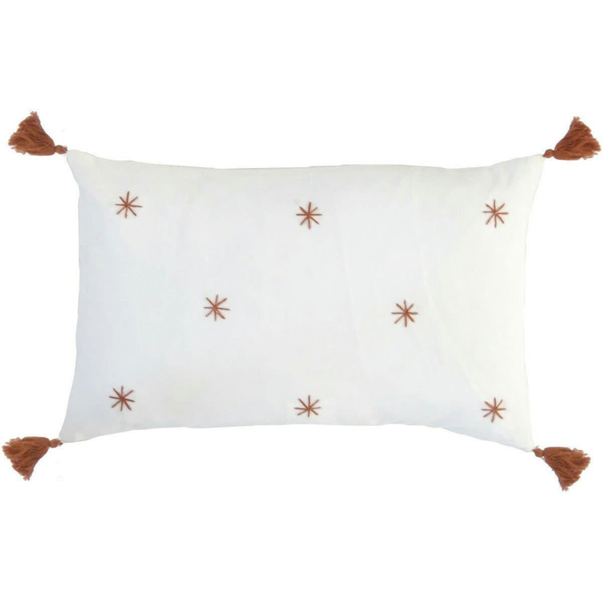 CONSTELLATION - Housse de coussin coton  50x30 blanc / rouge brique