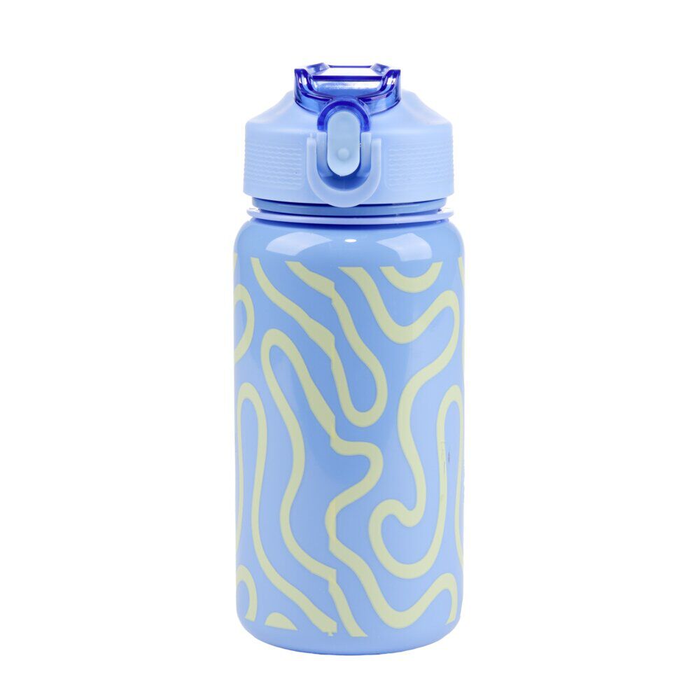 Gourde plastique 600ml bouchon paille motif ondulation Ø7,5xH21,5cm (2 modèles)