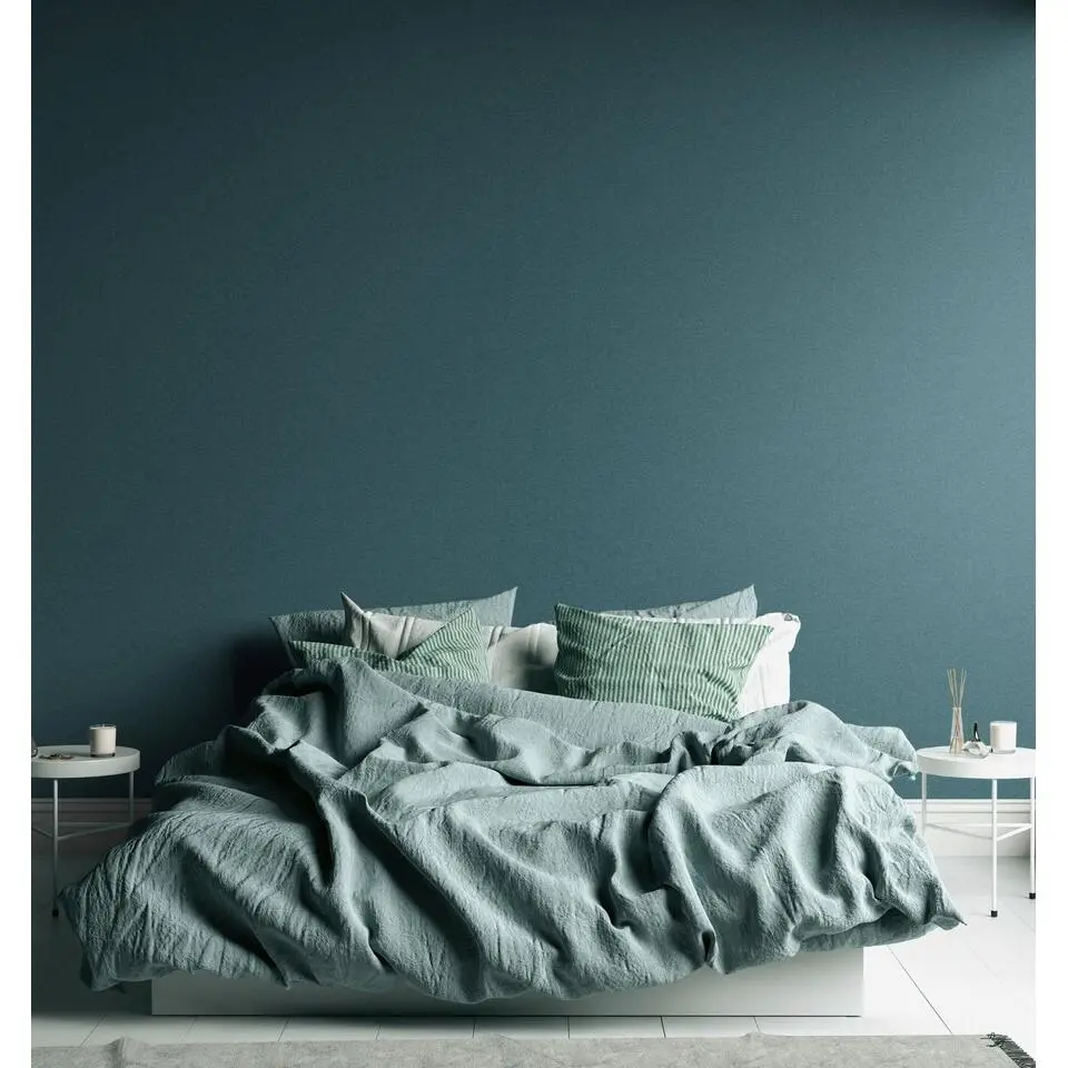 Livingwalls behang effen petrolblauw - 53 cm x 10.05 m