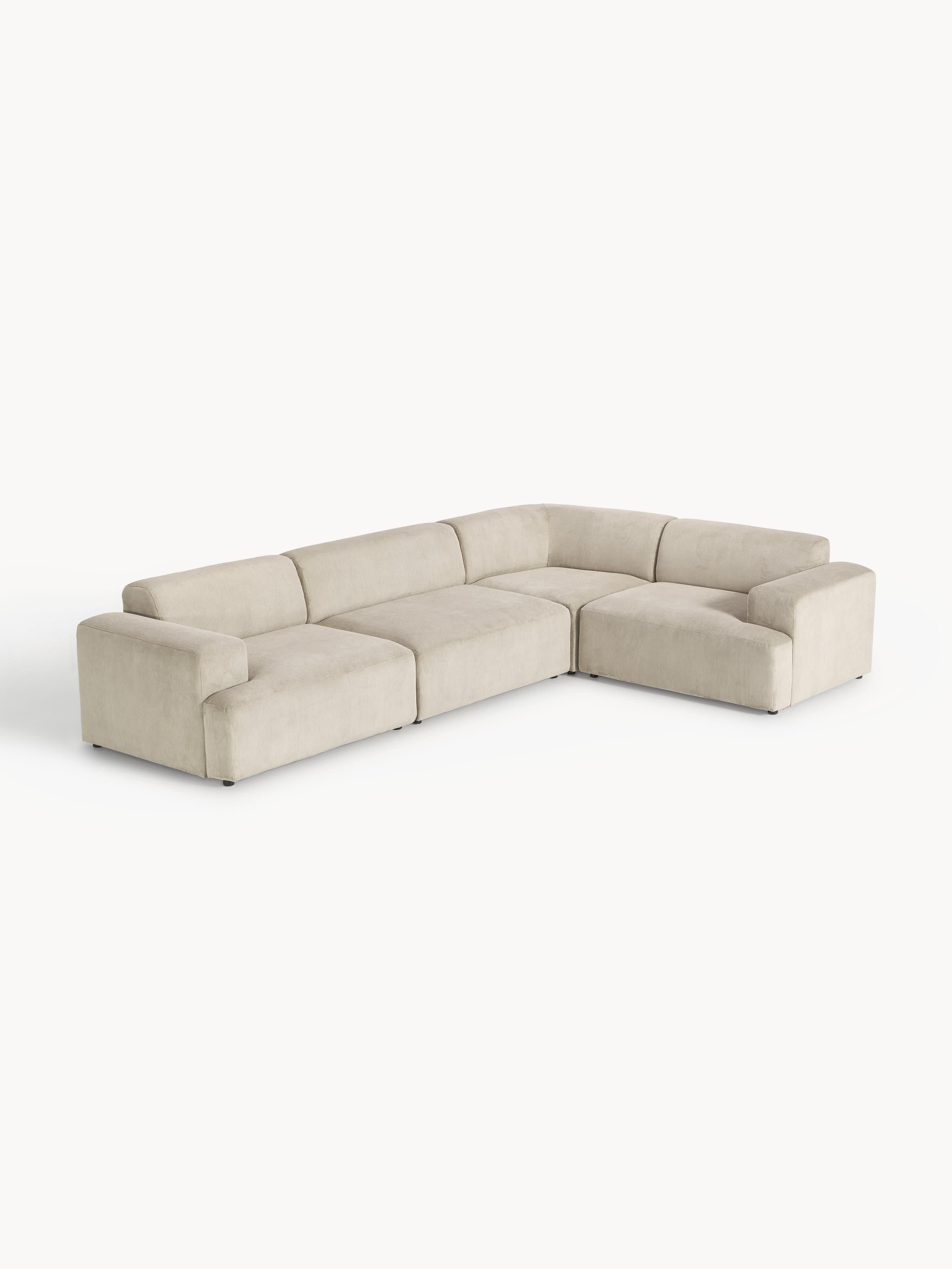 Großes Cord-Ecksofa Melva (4-Sitzer)