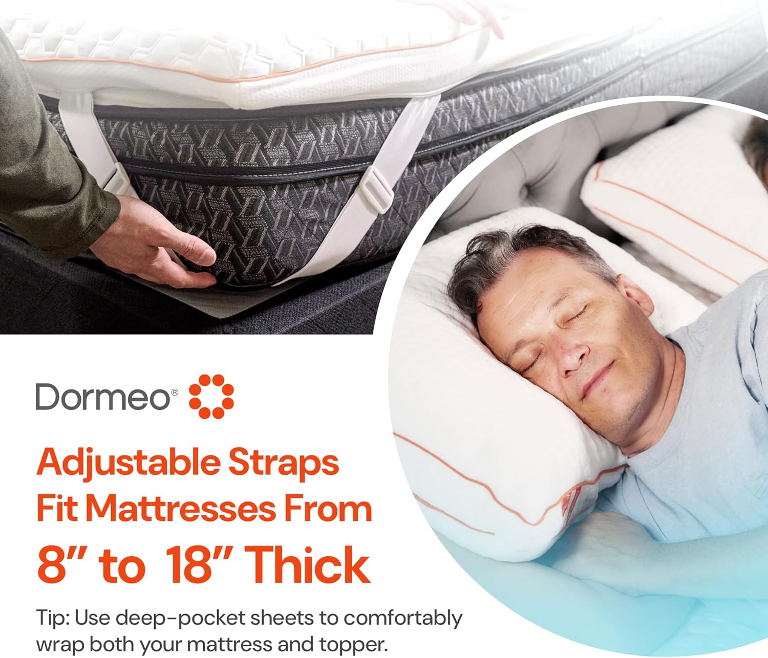 Dormeo Premium Twin XL Cooling Mattress Topper - 3-Zone OctaspringⓇ Technology for Optimal Back Support, Anti-Slip Bottom