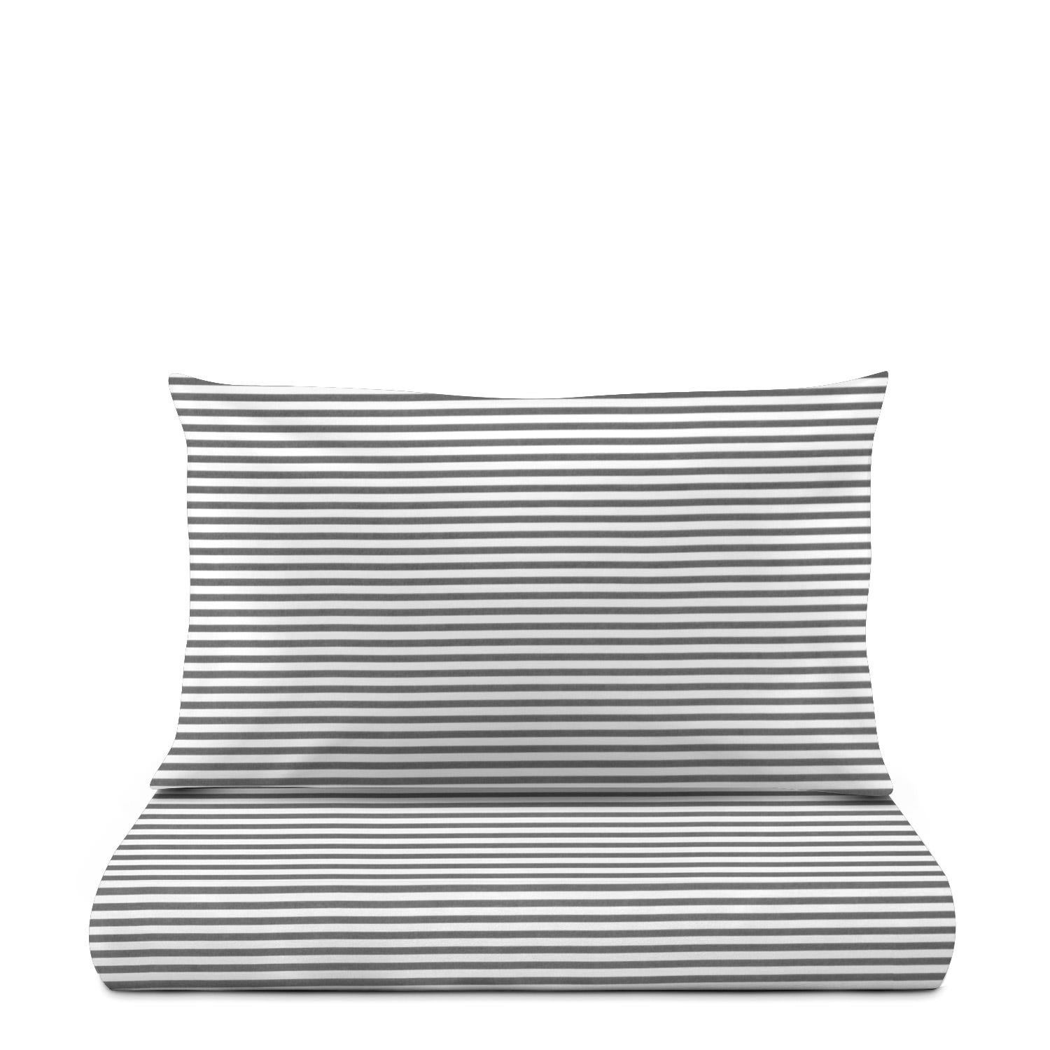 Parure letto singolo righe grigio Young