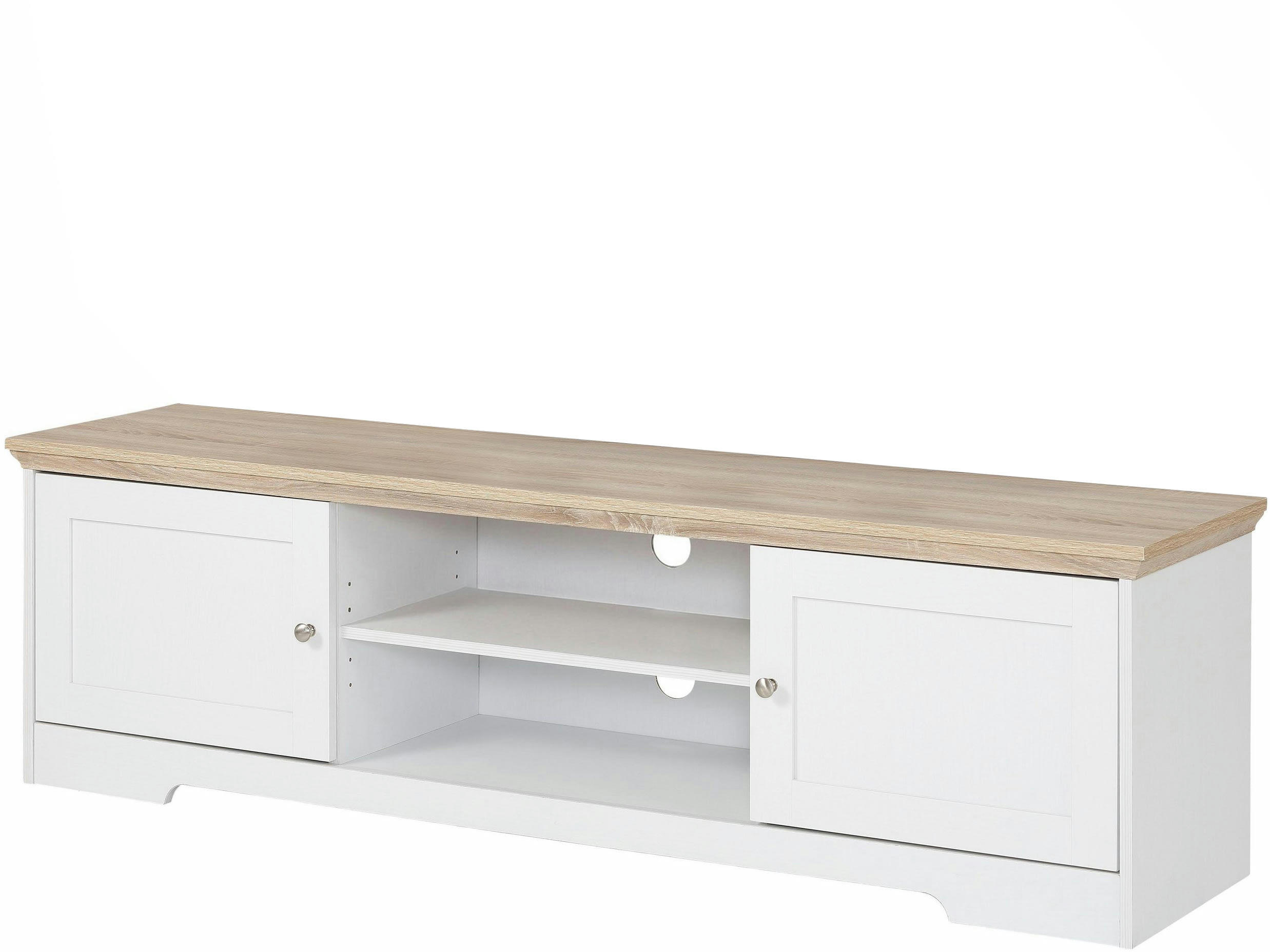 NANNA - Meuble TV avec 2 portes en panneaux de particules blanc