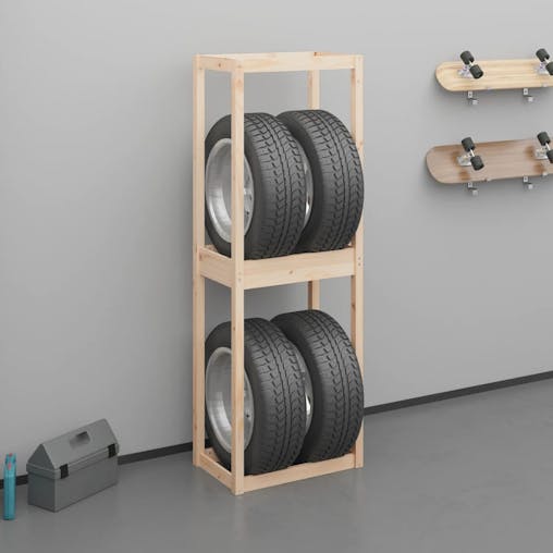 NNEVL Tire Rack 63x40x180 cm Solid Wood Pine