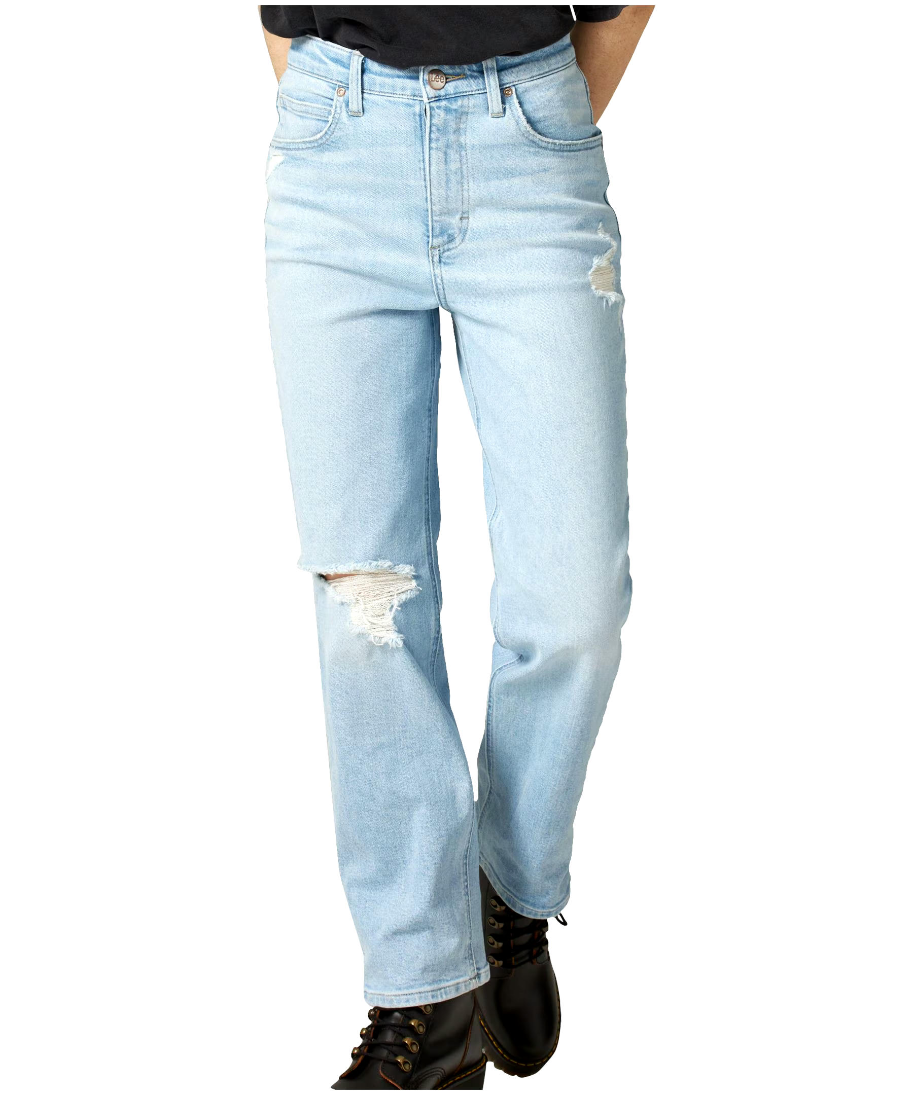 Lee Women's Heritage High Rise Straight Leg Cropped Jeans - Light Indigo