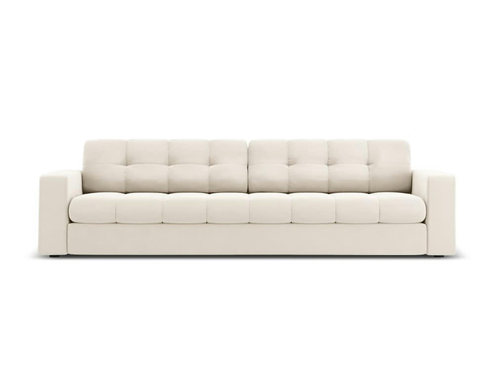 JUSTIN - Canapé 4 places en velours beige clair