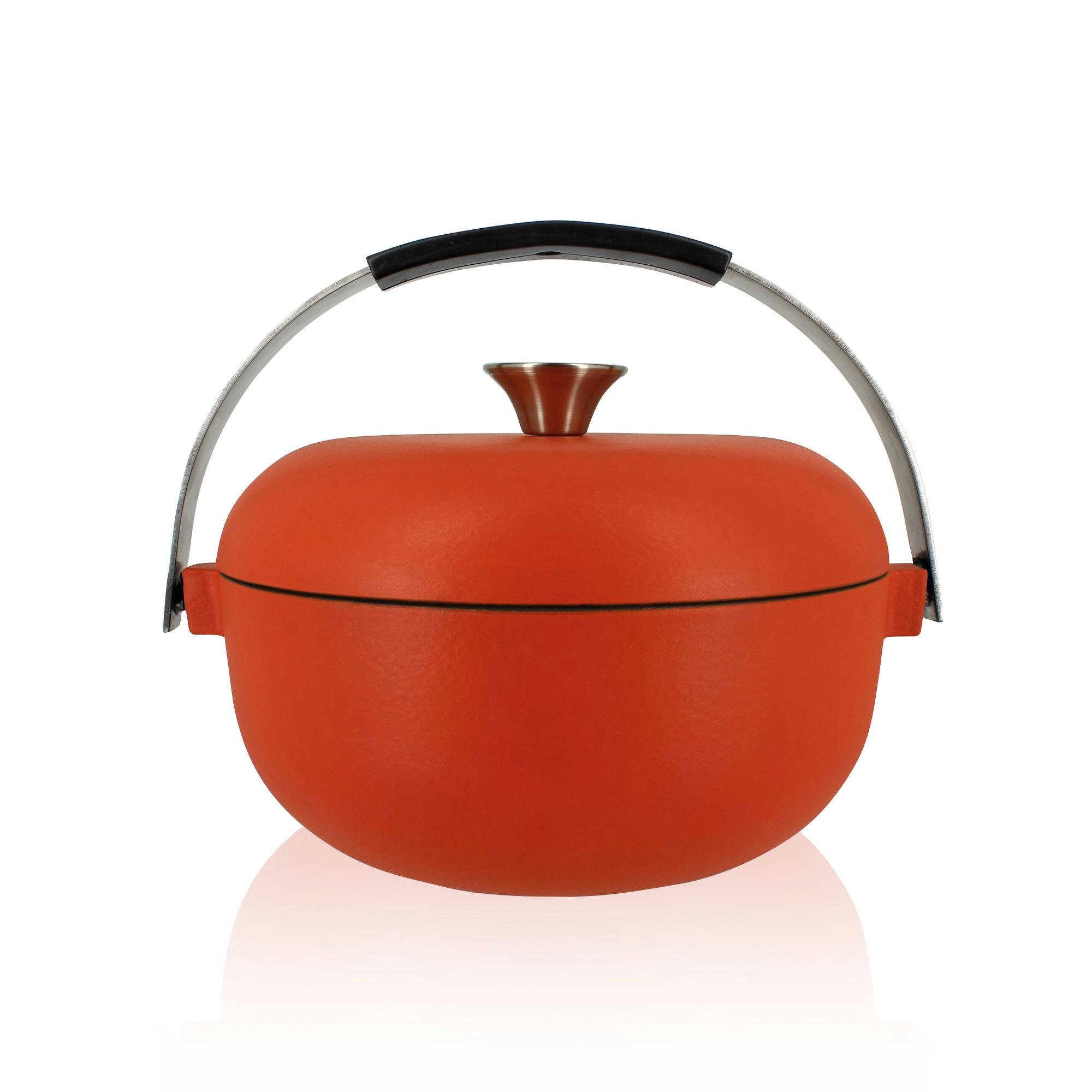 OLAF - Cocotte en fonte rouge Ø24cm avec anse en acier inoxydable
