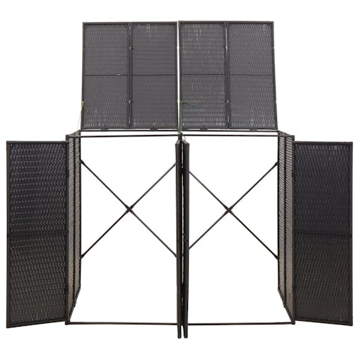 NNEVL Double Wheelie Bin Shed Black 140x80x117 cm Poly Rattan